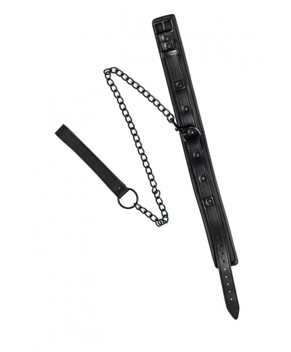 Черный ошейник с поводком Kinky