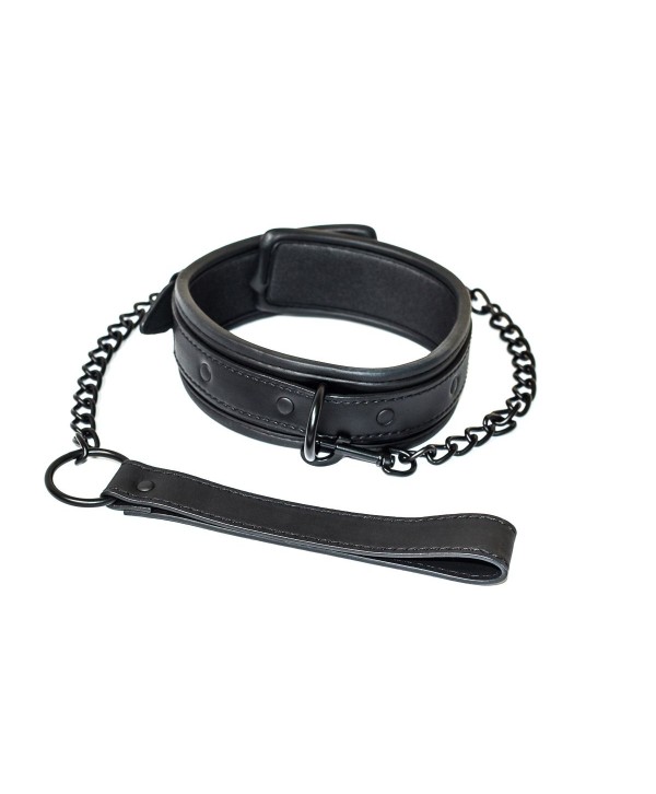 Черный ошейник с поводком Kinky
