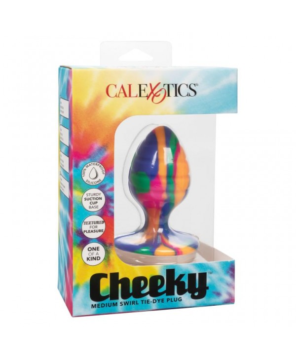 Яркая анальная пробка Cheeky Medium Swirl Tie-Dye Plug - 7,5 см.