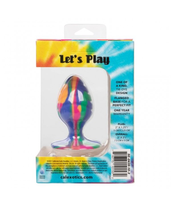 Яркая анальная пробка Cheeky Medium Swirl Tie-Dye Plug - 7,5 см.