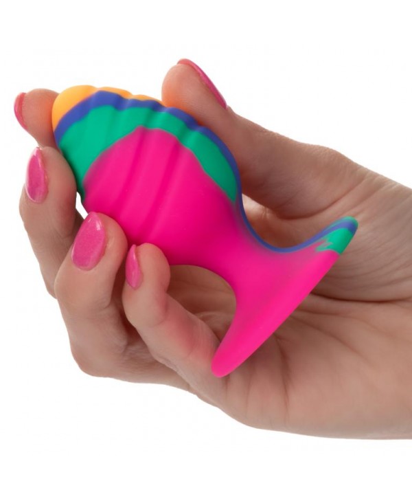 Яркая анальная пробка Cheeky Medium Swirl Tie-Dye Plug - 7,5 см.