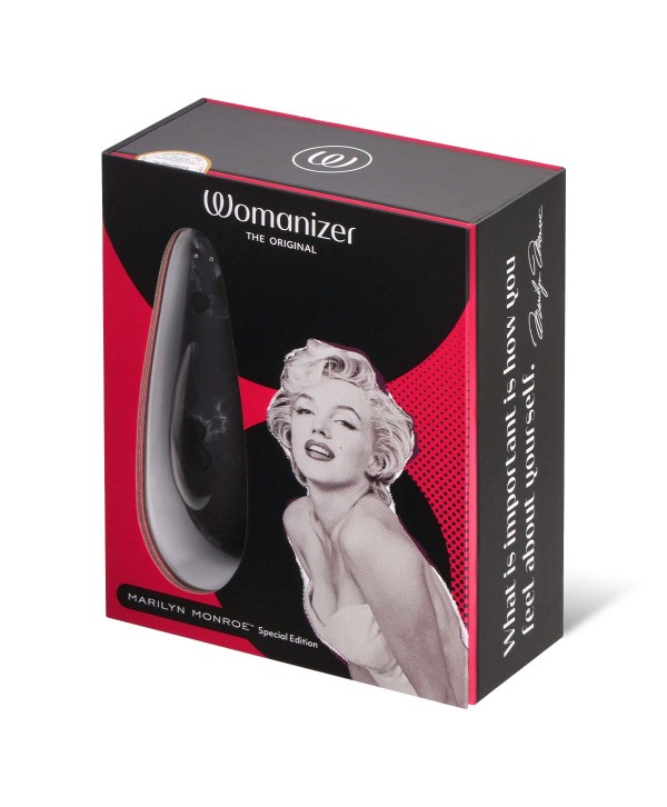 Черный бесконтактный клиторальный стимулятор Womanizer Marilyn Monroe Special Edition
