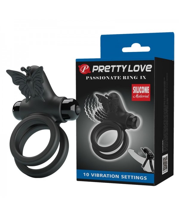 Черное эрекционное виброкольцо Passionate Ring IX