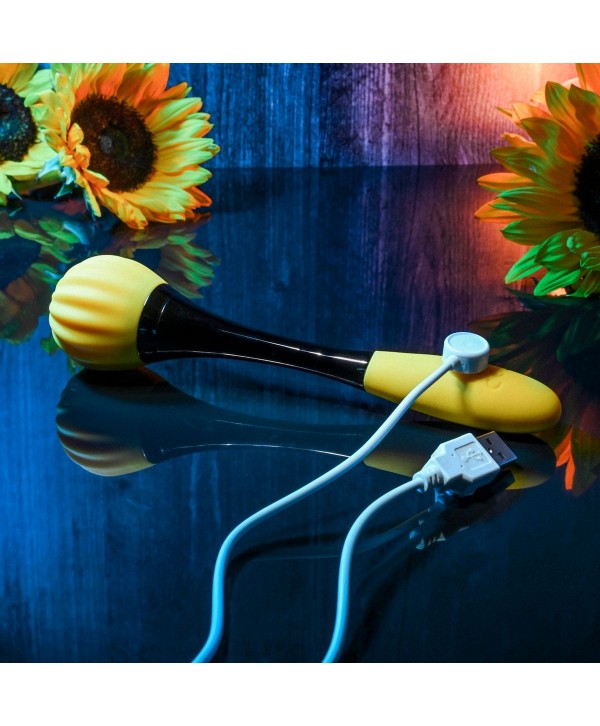 Черно-желтый двусторонний вибратор Sunflower - 20 см.