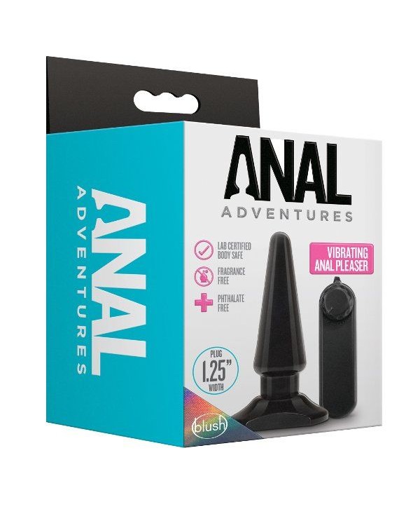 Черная анальная пробка с вибрацией Basic Vibrating Anal Pleaser - 10,2 см.