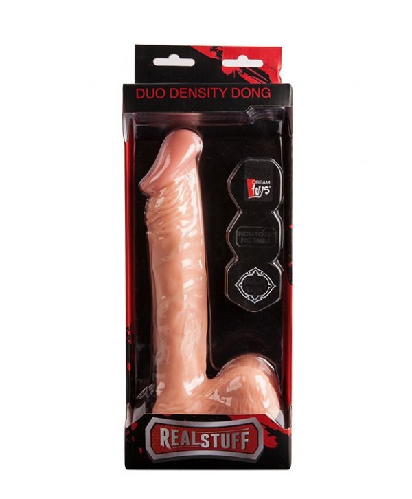 Телесный фаллоимитатор на присоске REALSTUFF DUO DENSITY DONG 9INCH - 22,9 см.