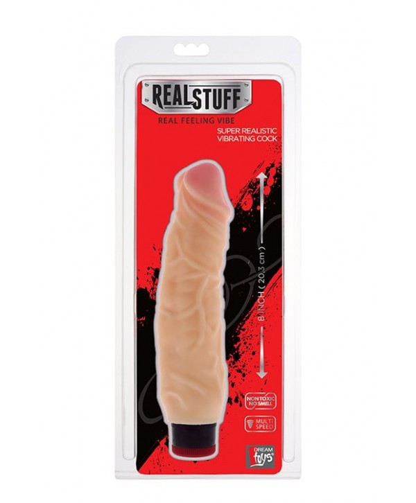 Вибратор-реалистик с крупными венами на поверхности REALSTUFF 8INCH VIBRATOR - 20,3 см.