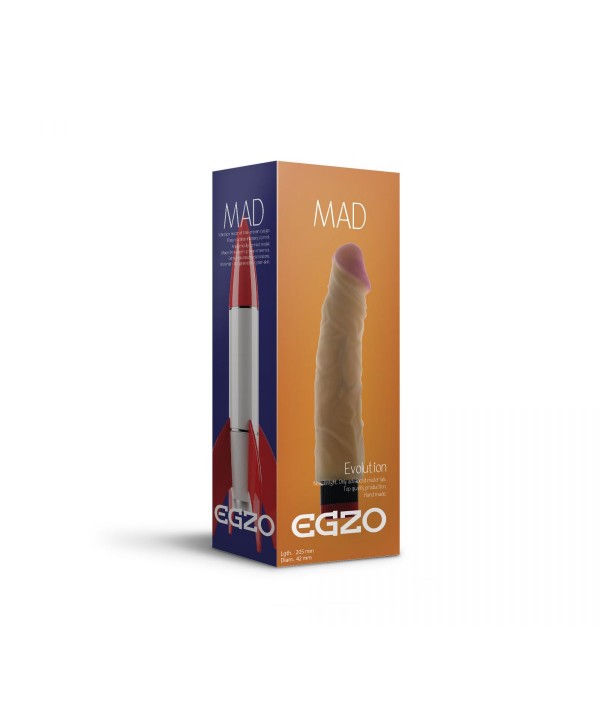 Реалистичный мультискоростной вибратор без мошонки Mad Rocket - 20,5 см.