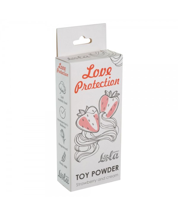 Пудра для игрушек Love Protection с ароматом клубники со сливками - 15 гр.