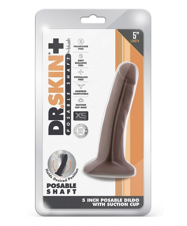 Коричневый фаллоимитатор-реалистик 5 Inch Posable Dildo - 13,9 см.