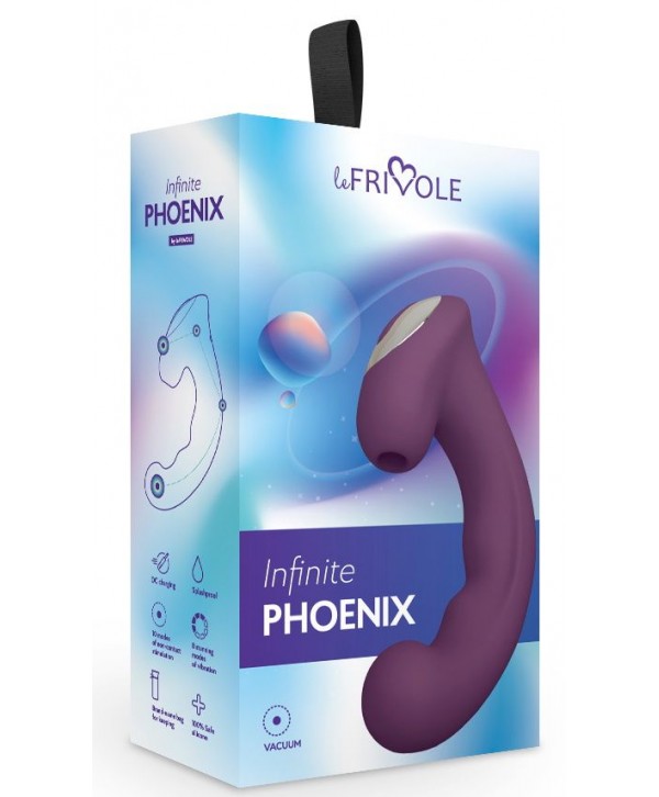 Фиолетовый вибратор Phoenix с вакуумной стимуляцией клитора - 18 см.