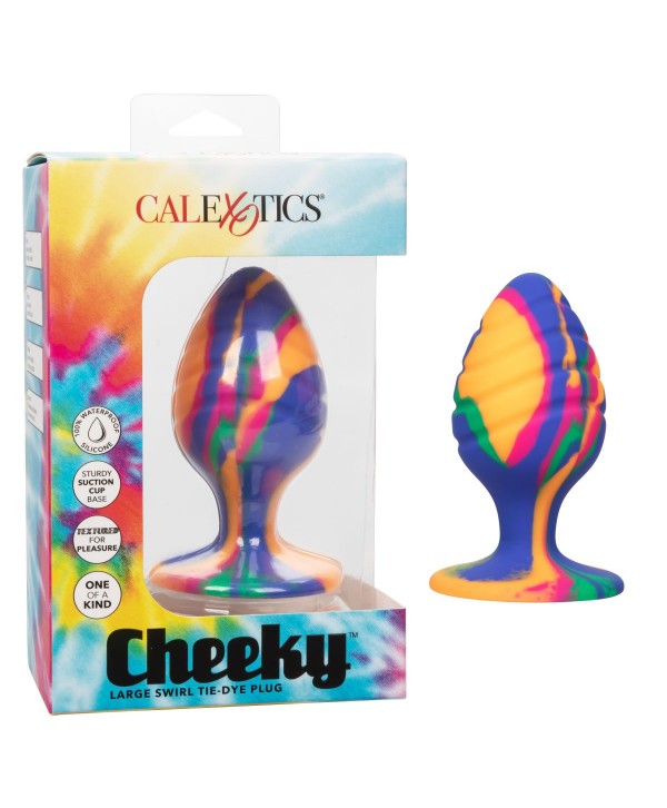 Яркая анальная пробка Cheeky Large Swirl Tie-Dye Plug - 9 см.