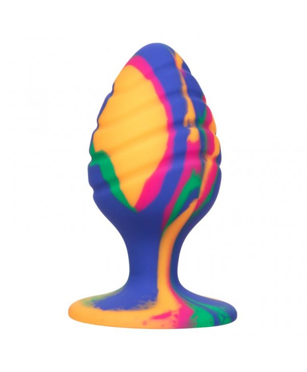 Яркая анальная пробка Cheeky Large Swirl Tie-Dye Plug - 9 см.