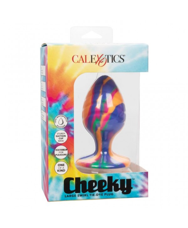 Яркая анальная пробка Cheeky Large Swirl Tie-Dye Plug - 9 см.
