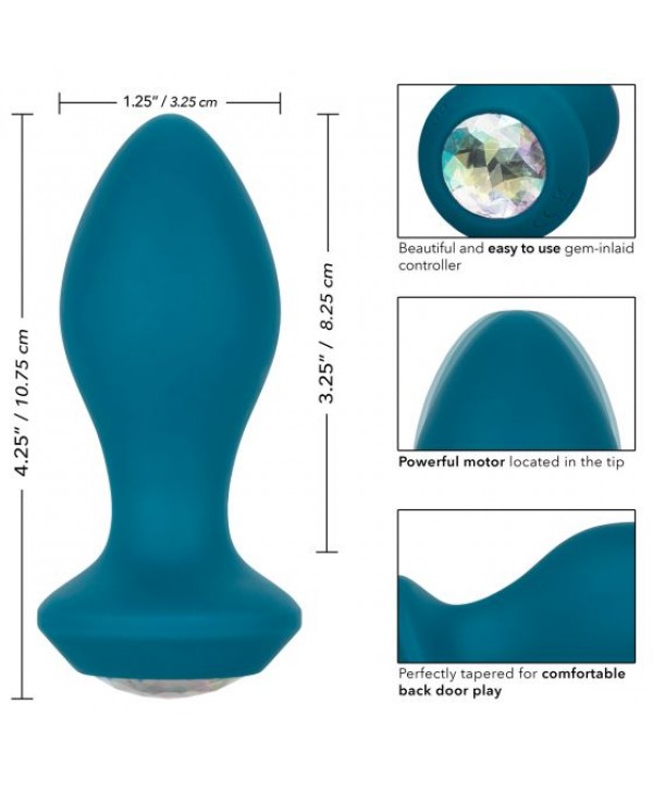 Бирюзовая анальная вибропробка с кристаллом Power Gem Vibrating Crystal Probe - 10,75 см.