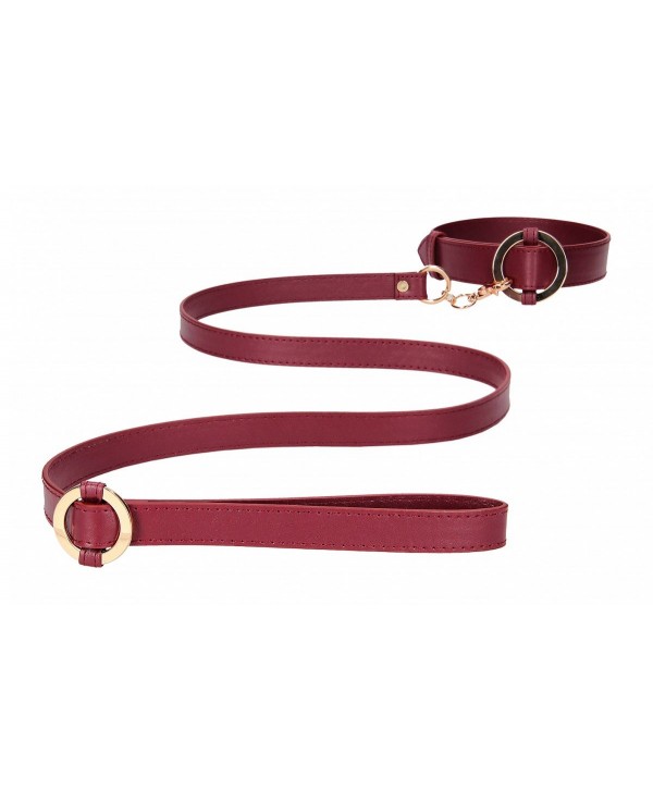 Бордовый ошейник с поводком Collar With Leash