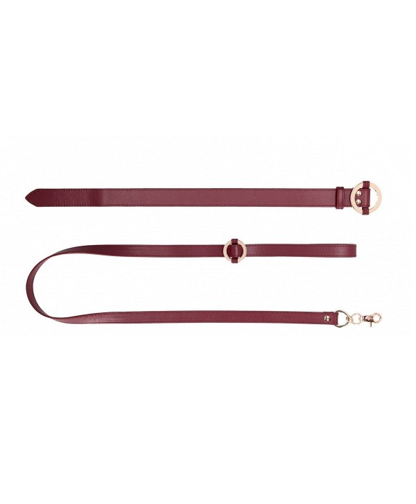 Бордовый ошейник с поводком Collar With Leash