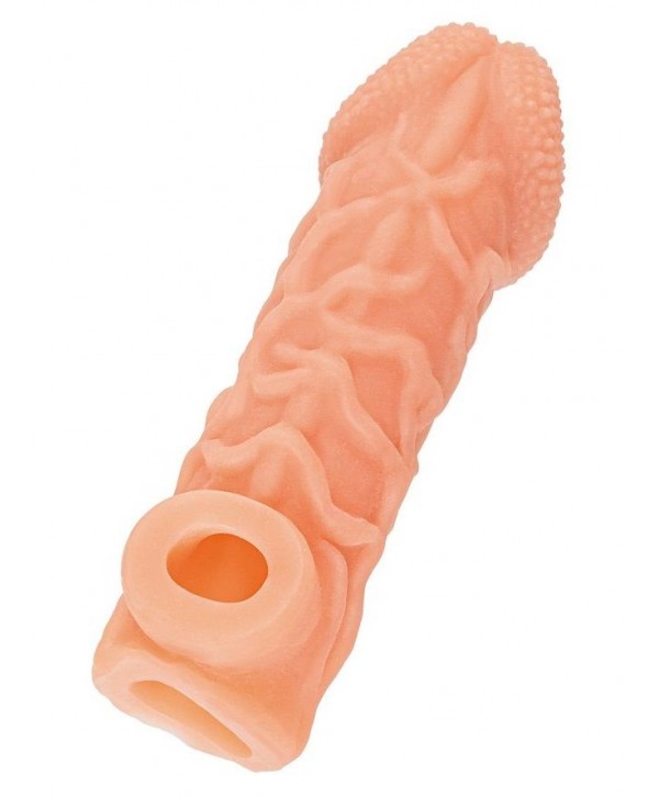 Телесная закрытая насадка с венками Cock Sleeve 006 Size L - 17,6 см.