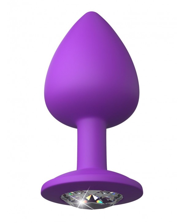 Фиолетовая анальная пробка со стразом Her Little Gem Large Plug - 9,5 см.