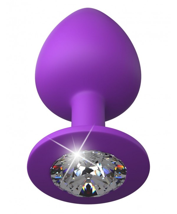 Фиолетовая анальная пробка со стразом Her Little Gem Large Plug - 9,5 см.