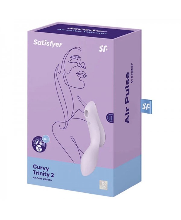 Сиреневый вибромассажер с вакуумной стимуляцией Curvy Trinity 2