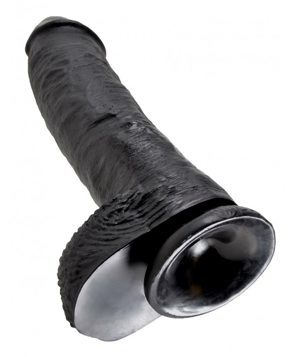 Реалистичный чёрный фаллоимитатор-гигант 10  Cock with Balls - 25,4 см.