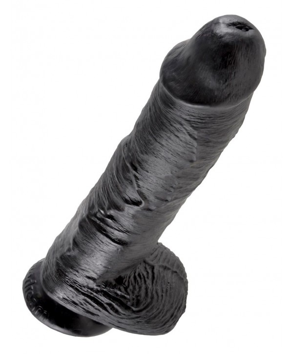 Реалистичный чёрный фаллоимитатор-гигант 10  Cock with Balls - 25,4 см.
