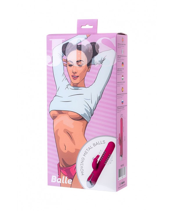 Розовый вибратор с клиторальным стимулятором BALLE - 23 см.