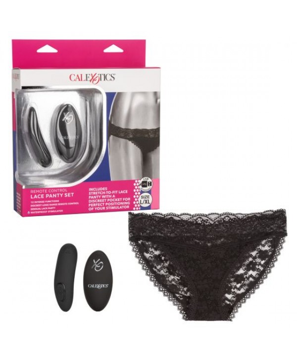 Черные кружевные трусики с вибромассажером Remote Control Panty Set L/XL