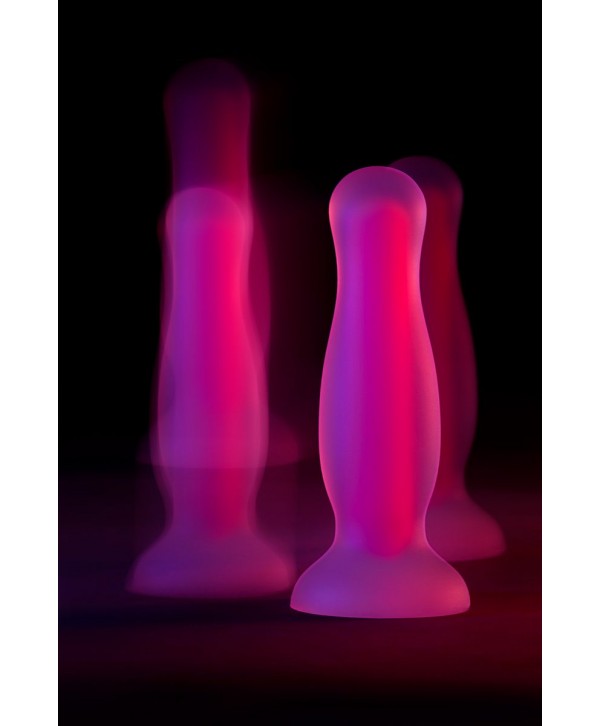 Розовая, светящаяся в темноте анальная втулка Cain Glow - 10 см.
