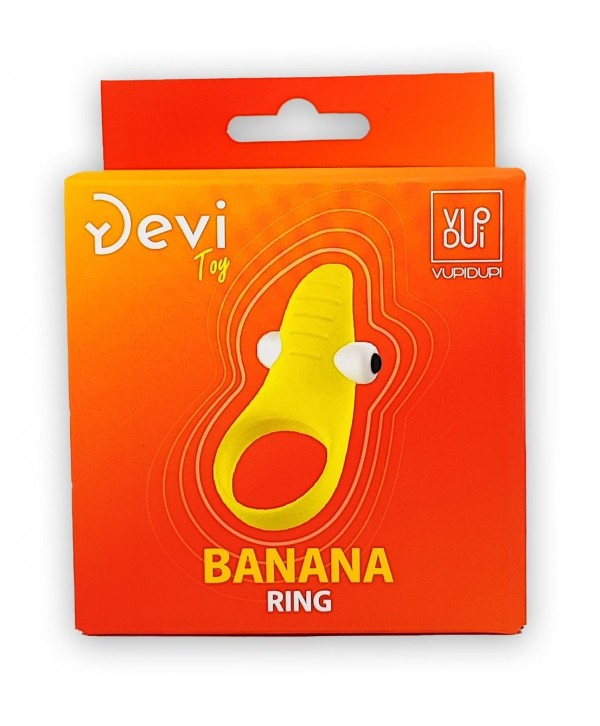 Желтое эрекционное виброкольцо Banana Ring