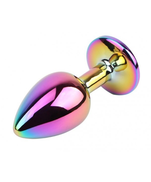 Радужная металлическая пробка Jewelled Metel Butt Plug - 7,1 см.