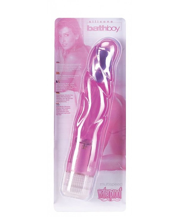 Розовый вибромассажёр BATH BOY - 17,8 см.