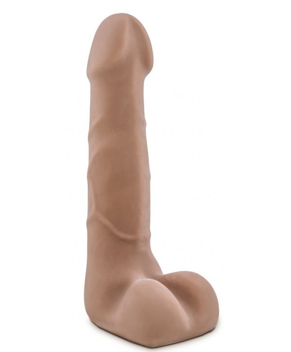 Кофейный фаллоимитатор с мошонкой Suave - 17,78 см.