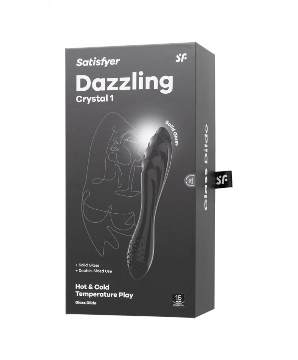 Черный двусторонний фаллоимитатор Dazzling Crystal 1 - 18,5 см.