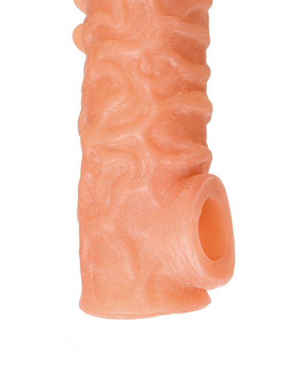 Телесная закрытая насадка с шершавой головкой Cock Sleeve 007 Size M - 15,6 см.