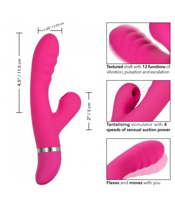 Розовый вибратор-кролик Foreplay Frenzy Pucker с функцией вакуума