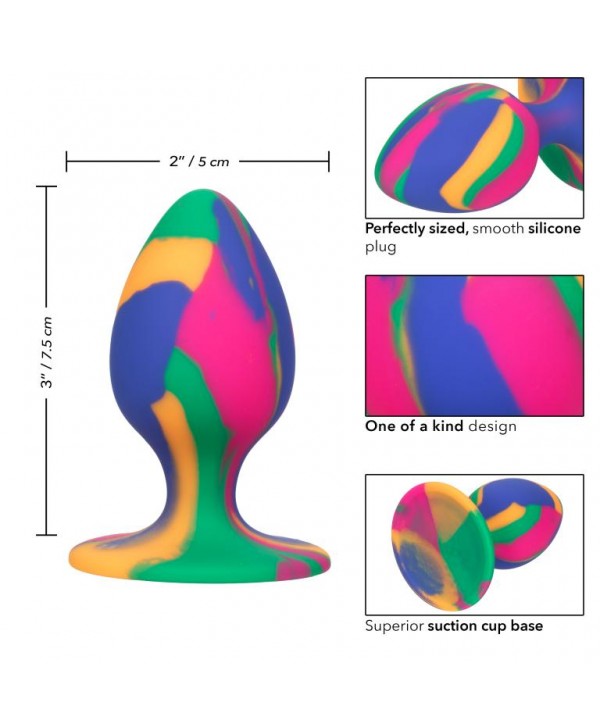 Яркая анальная пробка Cheeky Medium Tie-Dye Plug - 7,5 см.