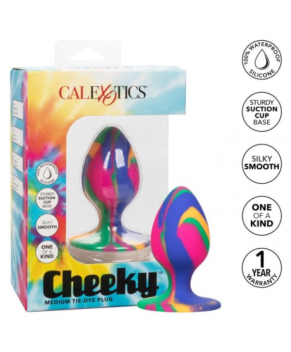 Яркая анальная пробка Cheeky Medium Tie-Dye Plug - 7,5 см.