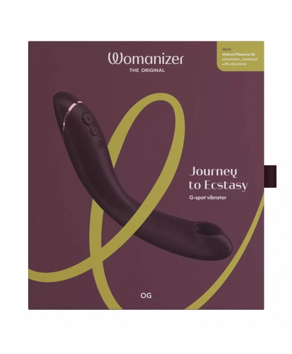 Сливовый стимулятор G-точки Womanizer OG c технологией Pleasure Air и вибрацией - 17,7 см.