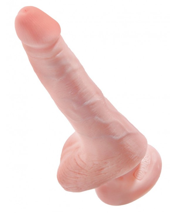 Телесный фаллоимитатор с мошонкой и присоской 6  Cock with Balls - 17,8 см.