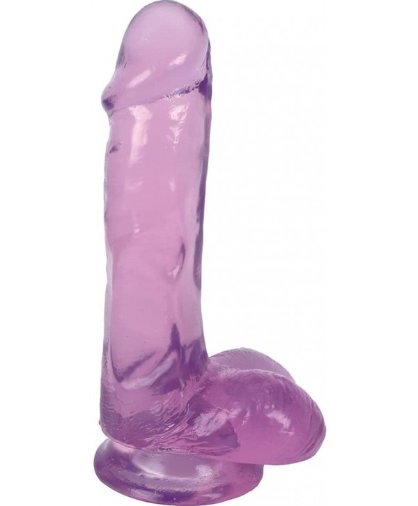Фиолетовый гелевый фаллоимитатор Slim Stick with Balls - 15,2 см.