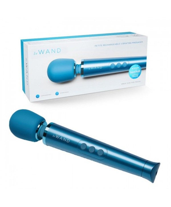 Синий жезловый мини-вибратор Le Wand c 6 режимами вибрации