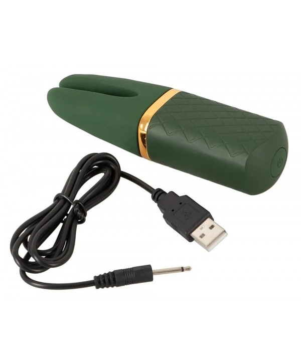 Зеленый вибратор Luxurious Split Tip Vibrator - 13,1 см.