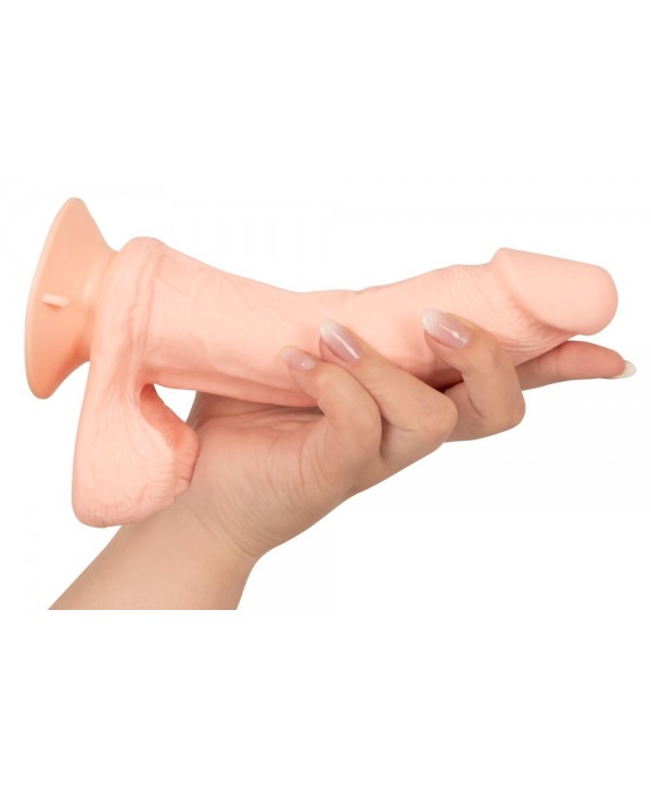Телесный вибратор на присоске с пультом ДУ Bendable RC Vibrator with Balls - 20,8 см.