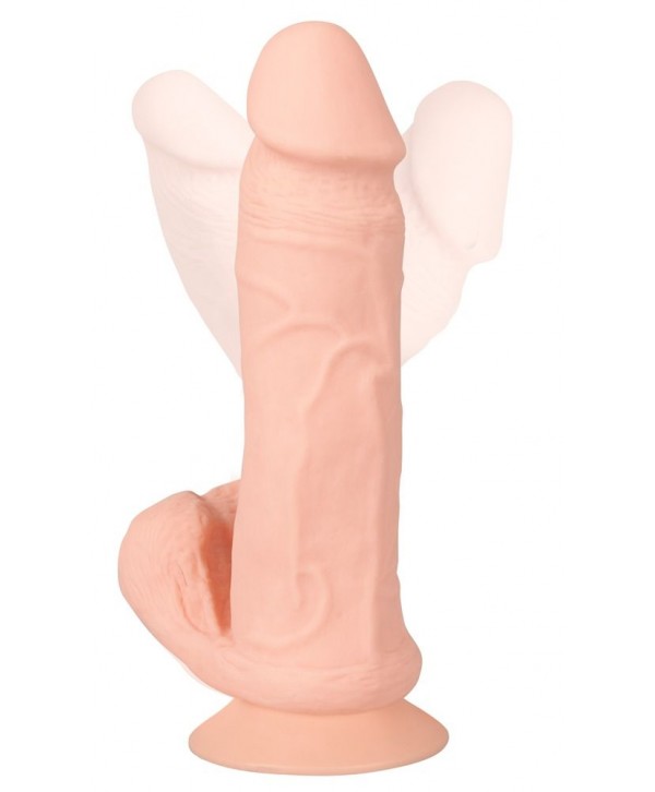 Телесный вибратор на присоске с пультом ДУ Bendable RC Vibrator with Balls - 20,8 см.