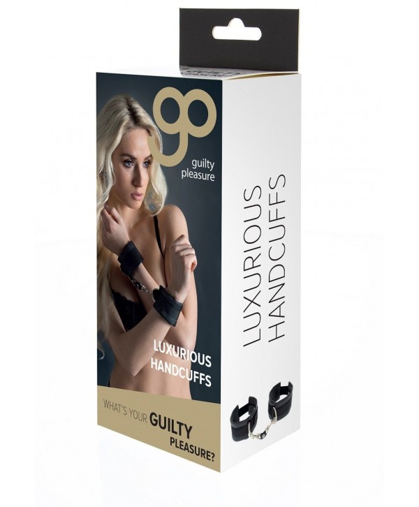 Чёрные полиуретановые наручники Luxurious Handcuffs