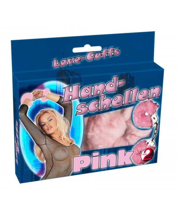 Розовые меховые наручники Love Cuffs Rose