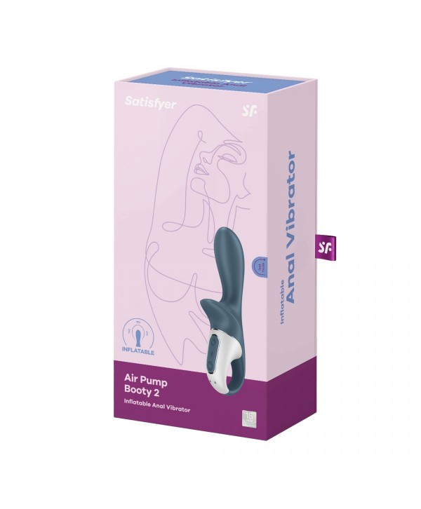 Серый анальный вибратор с функцией расширения Air Pump Booty 2