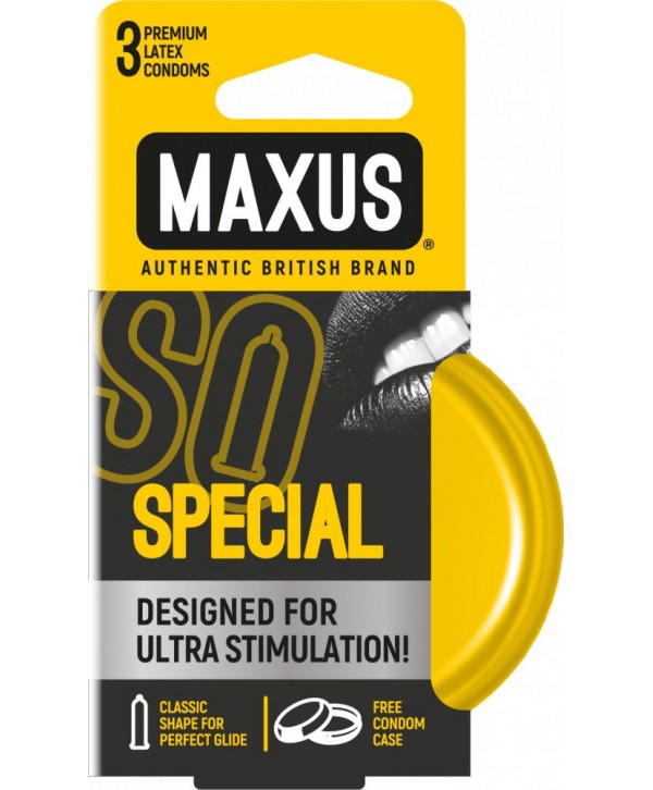 Презервативы с точками и рёбрами в железном кейсе MAXUS Special - 3 шт.